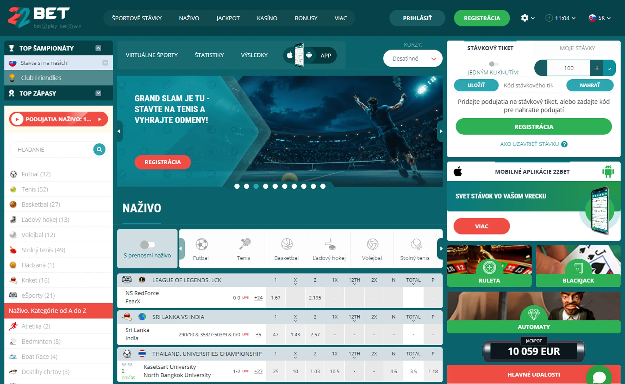 22Bet Športové Stávkovanie